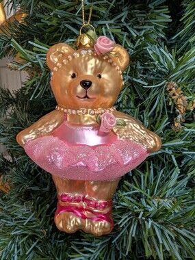 VTG Christmas Ornament "Whimsical Bears Collection" Pink Teddy Bear Ballerina